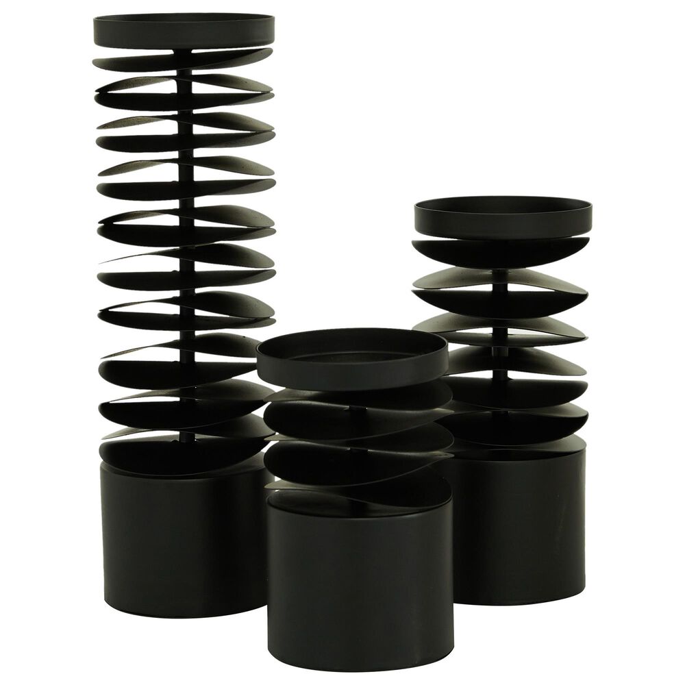 Maple and Jade Pillar Candle Holder in Black &#40;Set of 3&#41;, , large