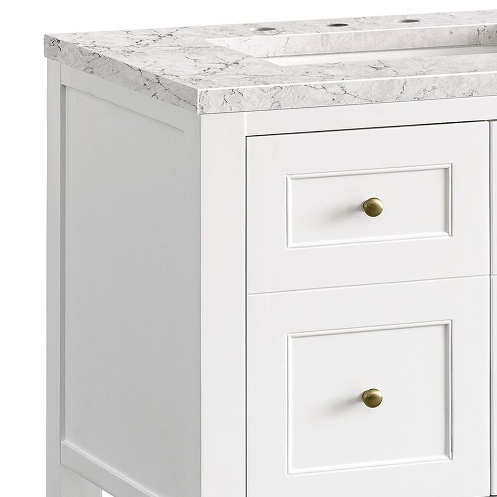 James Martin Vanities Breckenridge 30&quot; Single Bathroom Vanity in Bright White with 3 cm Eternal Jasmine Pearl Quartz Top and Rectangular Sink, , large