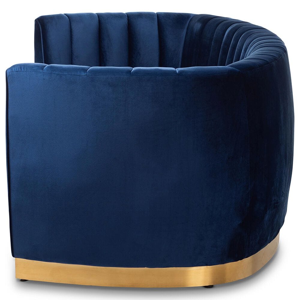 Baxton Studio Milena Stationary Sofa in Royal Blue Velvet, , large