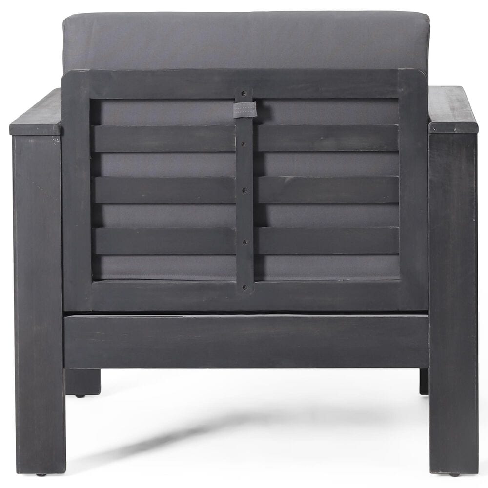 Hearth and Haven Outdoor Acacia Wood Club Chair with Dark Gray Cushions in Gray, , large