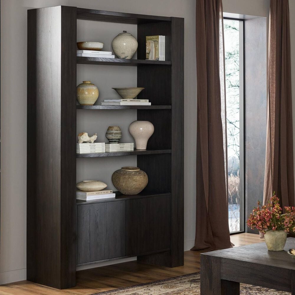 Four Hands Fisher 6-Shelf Bookcase in Smoked Black, , large