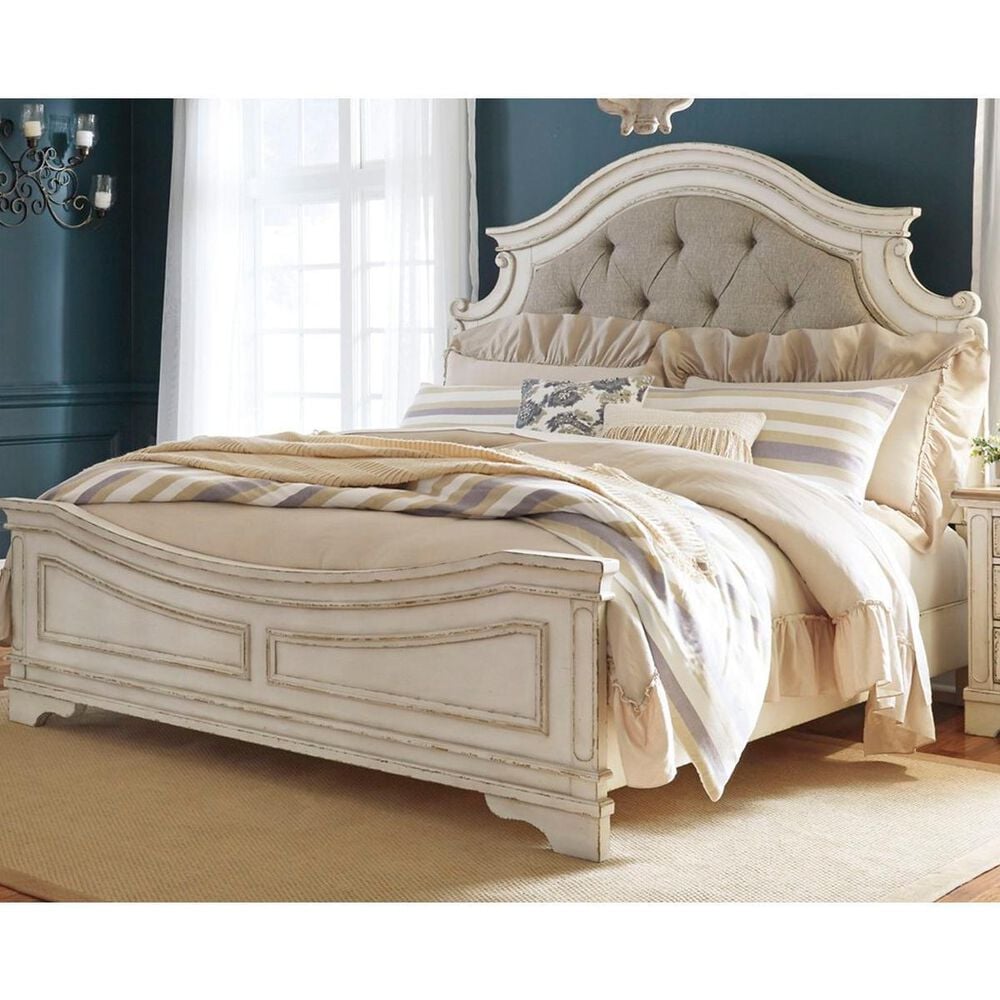 Ashley Realyn King Panel Bed in Chipped White, , large