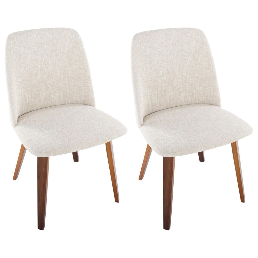 Lumisource Toriano Side Chair with Beige Cushion in Walnut (Set of 2), , large