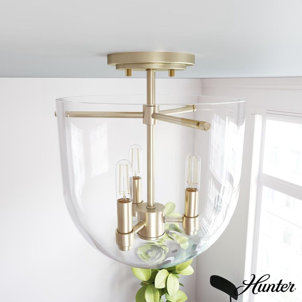 Hunter Sacha 3-Light Semi-Flush Mount in Alturas Gold, , large