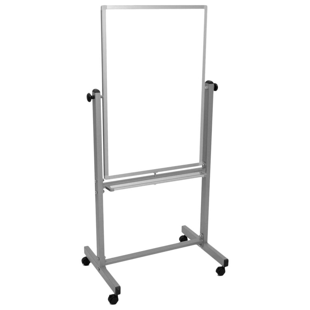 Luxor 24" x 36" Double Sided Whiteboard in White and Silver, , large