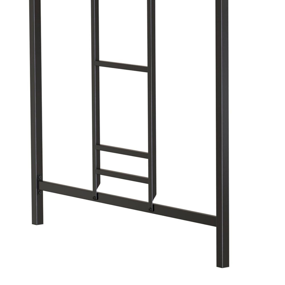 Hearth and Haven Adam Twin Loft Bunk Bed with Cinnamon Wood Shelf in Black, , large