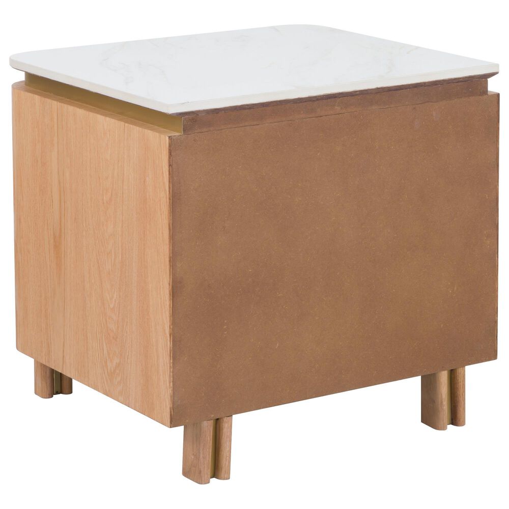 Fairfield Chair Portobello Rectangular End Table in White, Light Brown and Brushed Brass, , large