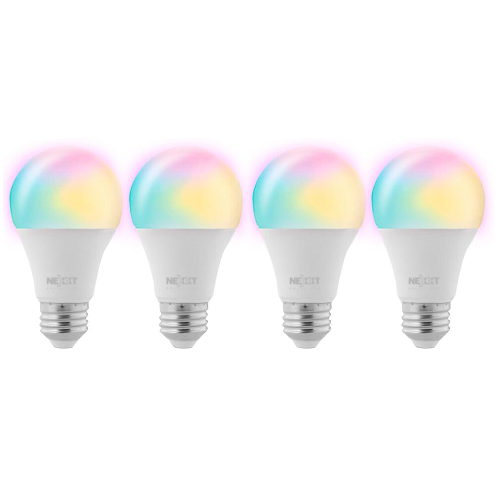 Nexxt 4-Pack A19 RGB Wifi Bulb in White, , large