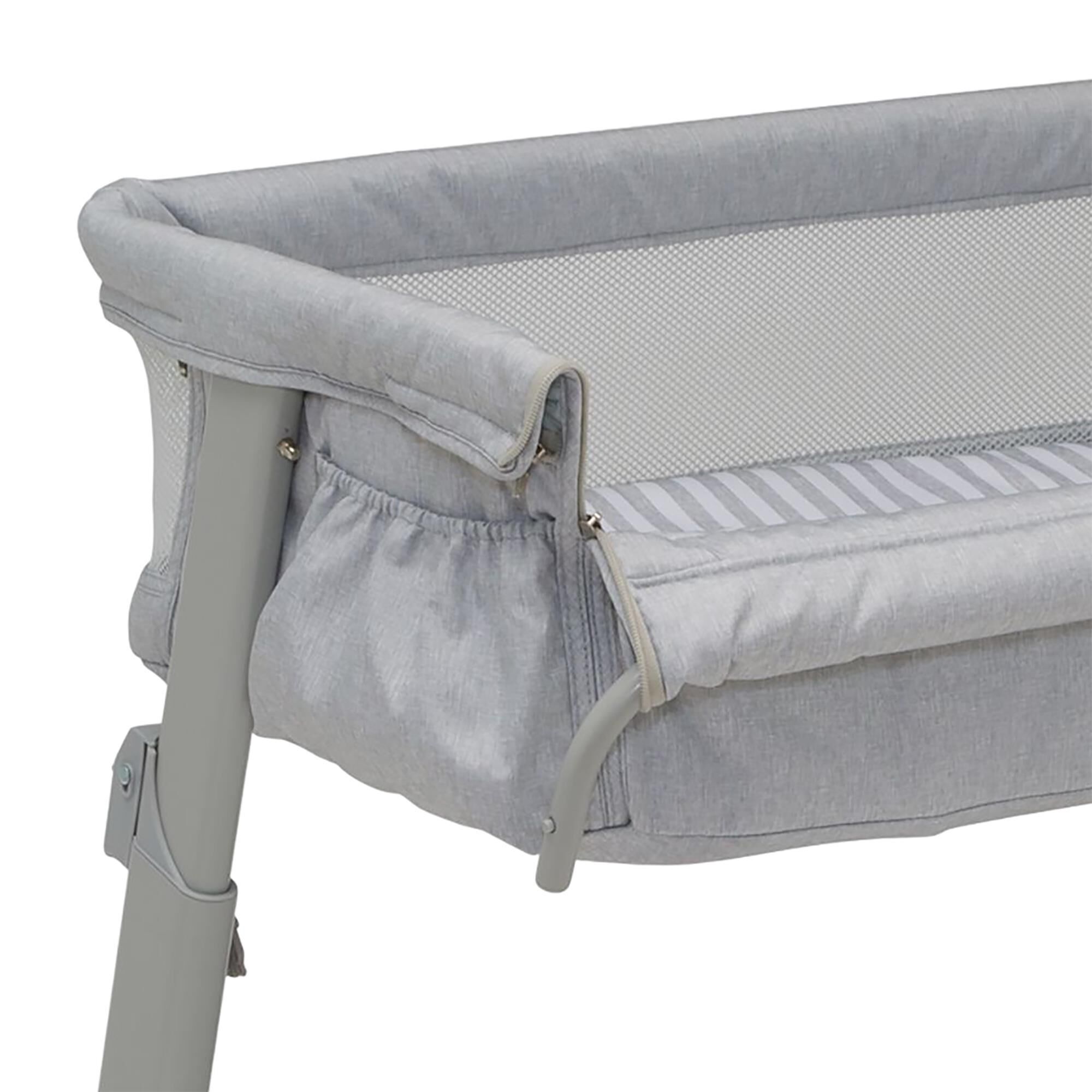 Delta Bedside Bassinet Sleeper in Grey Stripes