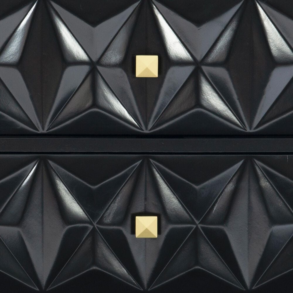 Linon Home Decor Geo 2-Drawer Texture Nightstand in Black and Gold, , large