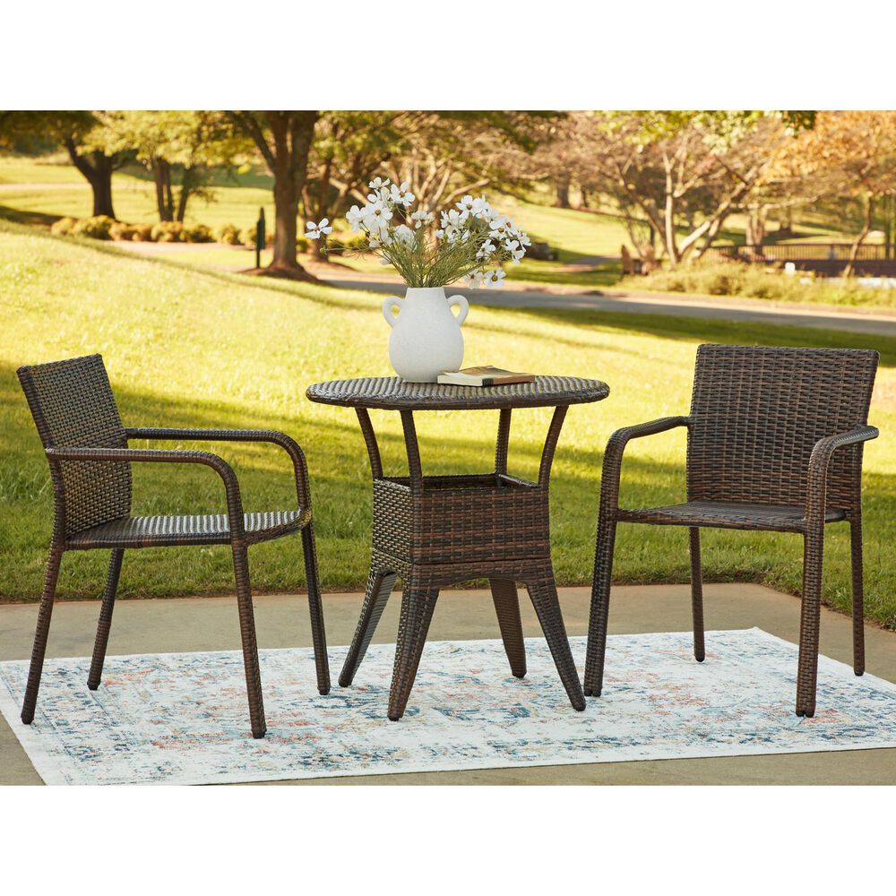 Ashley Mimis Reef 3-Piece Patio Bistro Set in Brown, , large