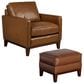 Italiano Furniture Weston Stationary Leather Chair and Ottoman Set in Highland Brown, , large