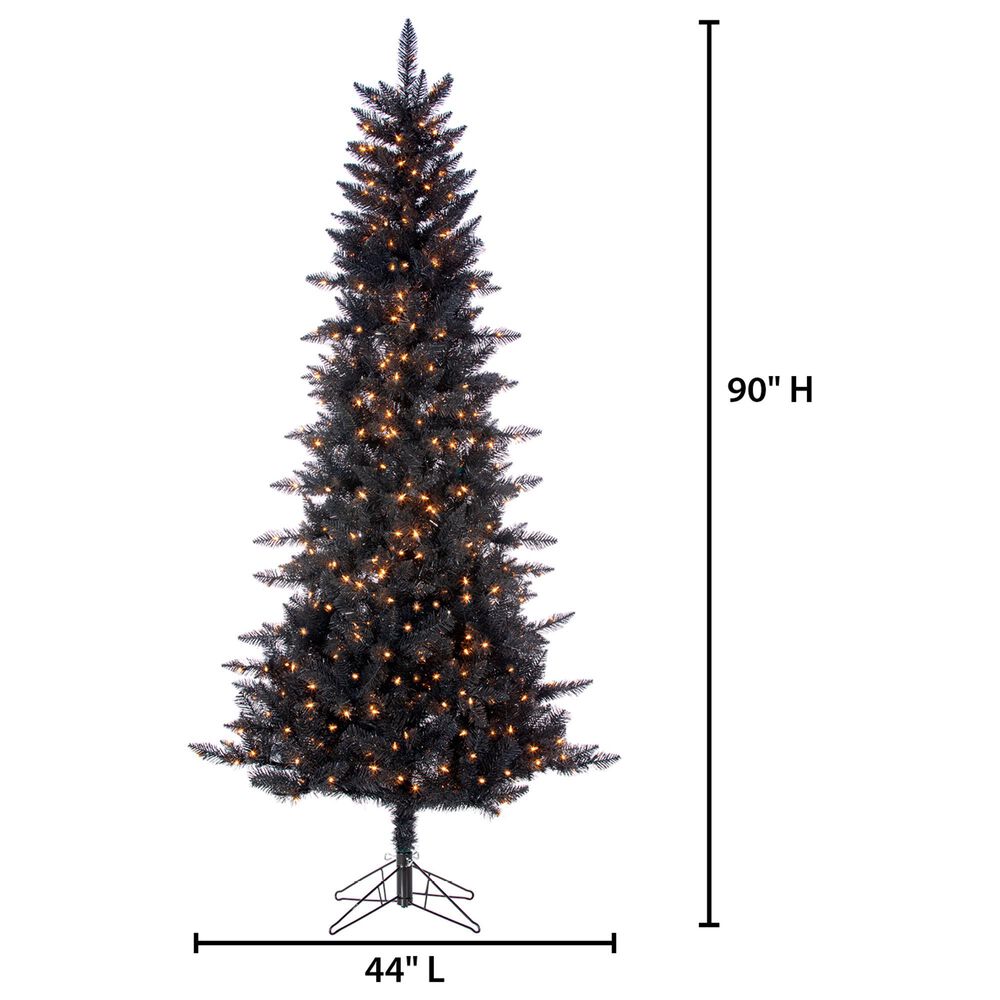 The Gerson Company 7.5&#39; Pre-Lit Tuscany Tinsel Christmas Tree in Black, , large