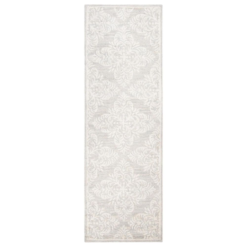 Safavieh Micro-Loop Damask 2"3" x 7" Silver and Ivory Runner, , large