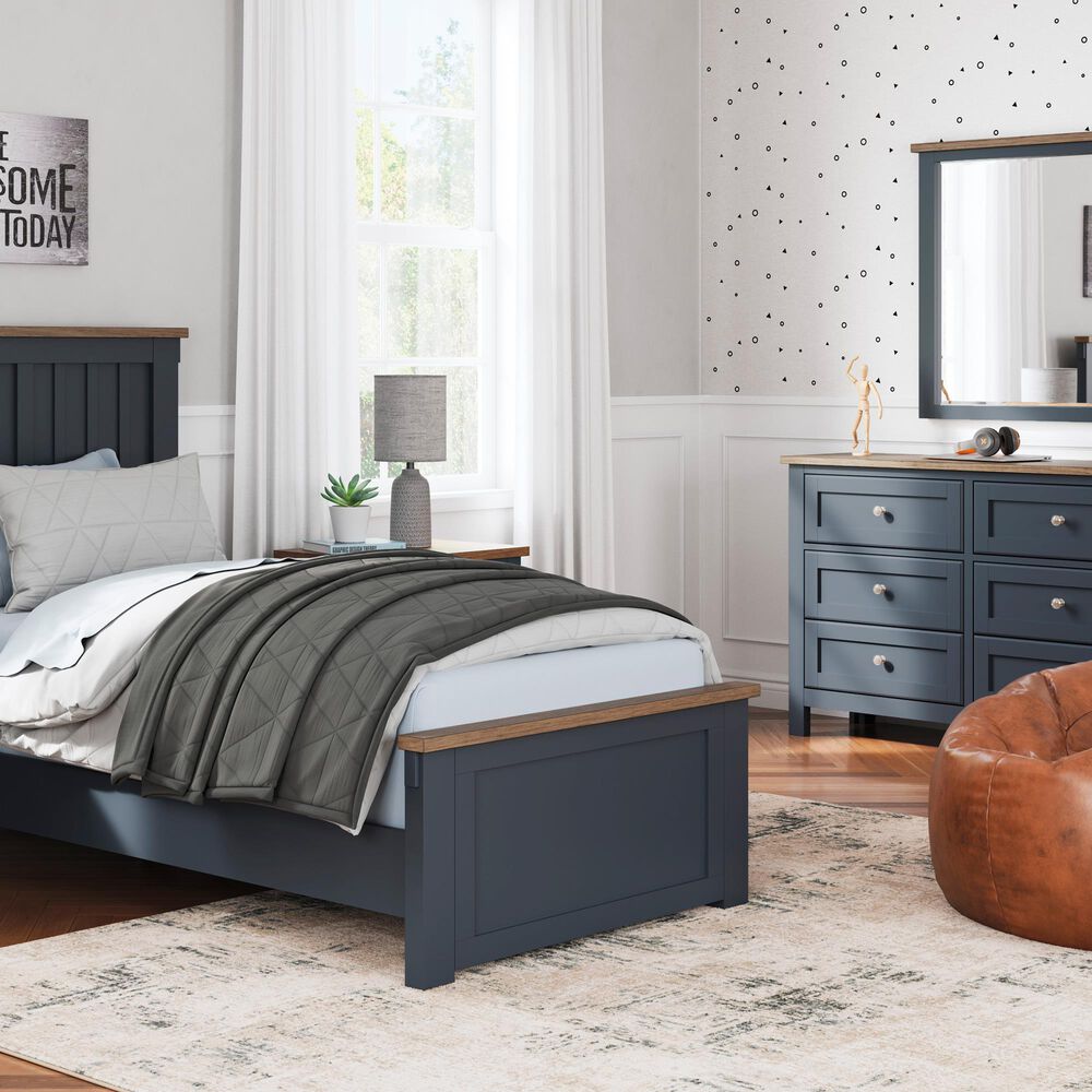 Ashley Landocken Dresser Mirror in Dark Slate Blue and Light Brown, , large