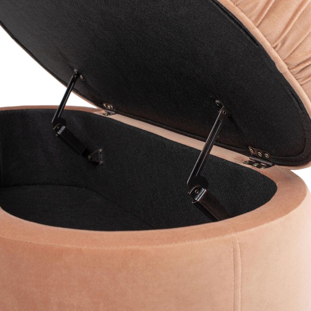 Jennifer Taylor Home Serena Storage Bench with Tufted Bullion Fringe in Peach Orange, , large