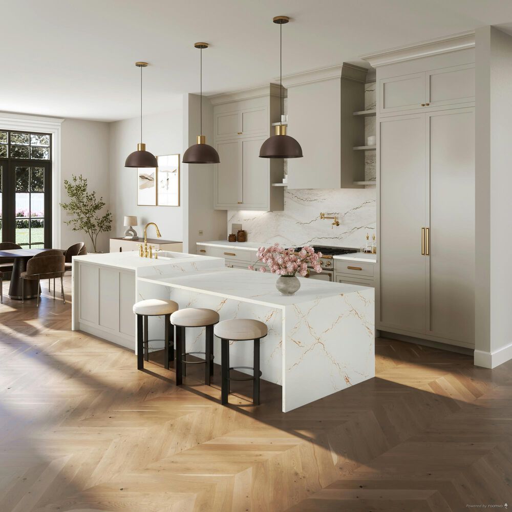 Cambria Luxury Inverness Gold 3cm Quartz Countertop in White and Gold, , large