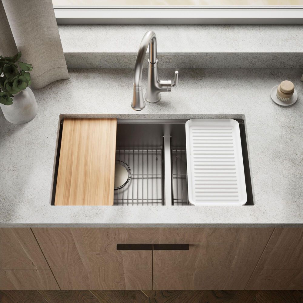 Kohler Strive 32" Undermount Double Bowl Kitchen Sink in Stainless Steel, , large