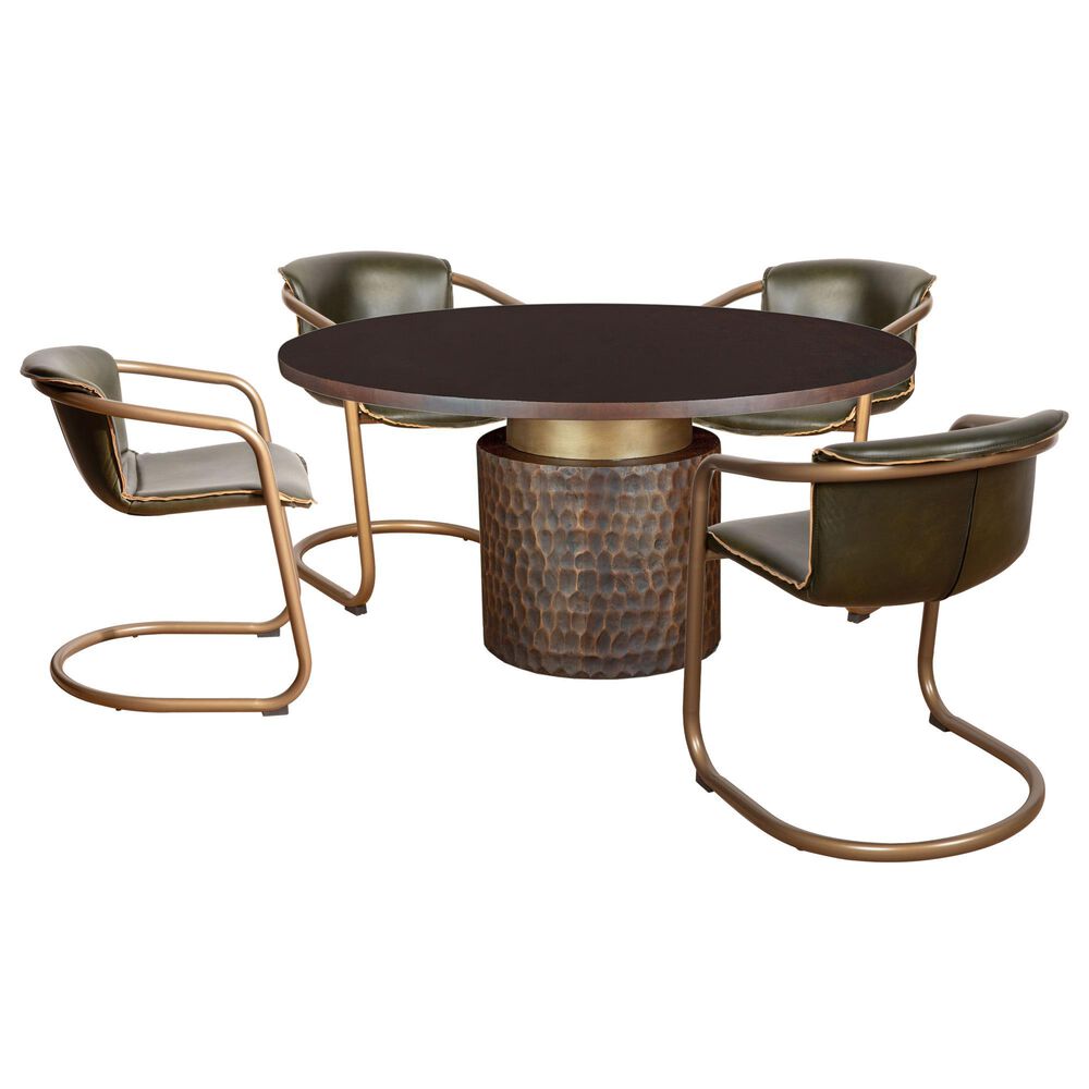 Home Trends & Design Santa Cruz and Portofino 5-Piece Round Dining Set in Antique Bronze and Antique Gold, , large