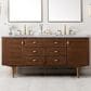 James Martin Vanities Amberly 72" Double Bathroom Vanity in Walnut with 3 cm Carrara White Marble Top and Rectangular Sinks, , large