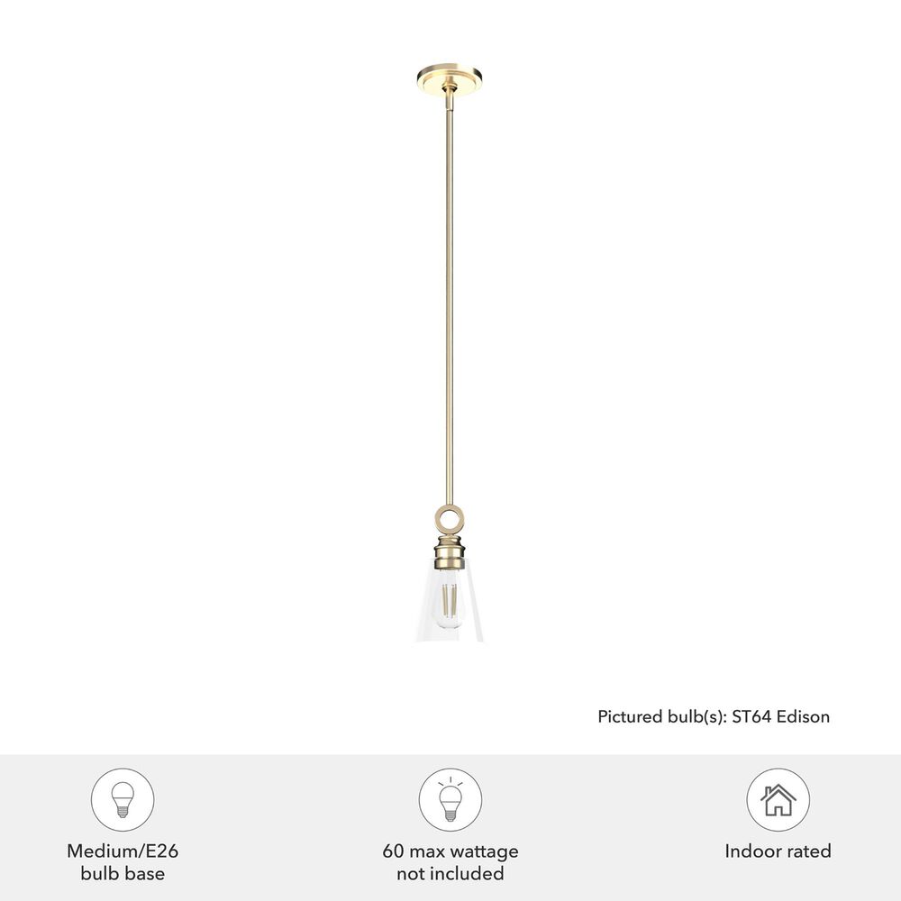 Hunter Klein 6&quot; 1-Light Pendant with Clear Shade in Alturas Gold, , large