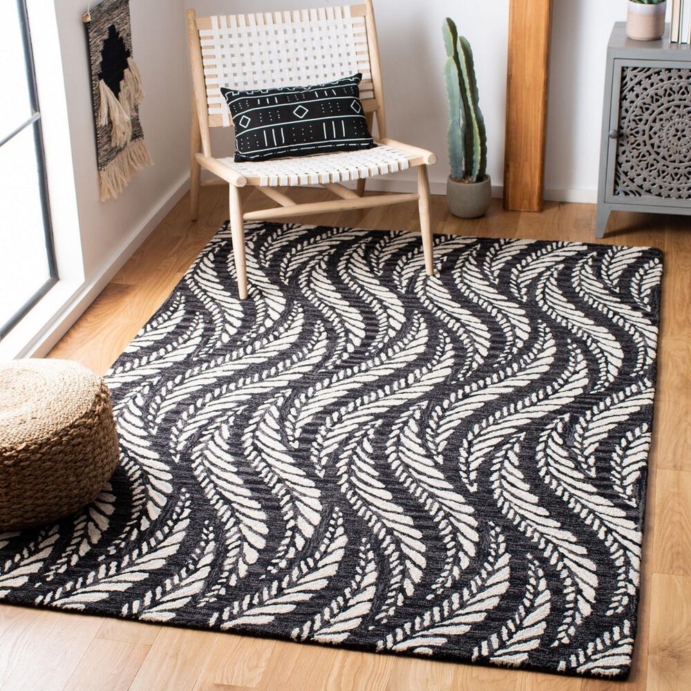 Safavieh Micro-Loop MLP170H 5&#39; x 8&#39; Charcoal and Ivory Area Rug, , large