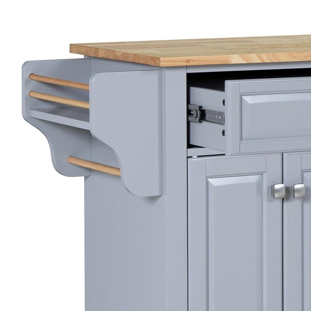 HOMLUX Kitchen Island Cart with Storage Cabinet in Grey, , large