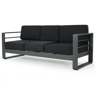Noble House Cape Coral Stationary Patio Sofa in Dark Gray, , large