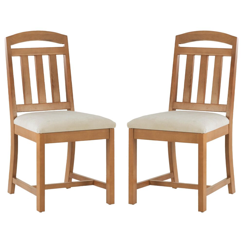 Linon Home Decor Wilmer Side Chair with Beige Upholstery in Brown (Set of 2), , large