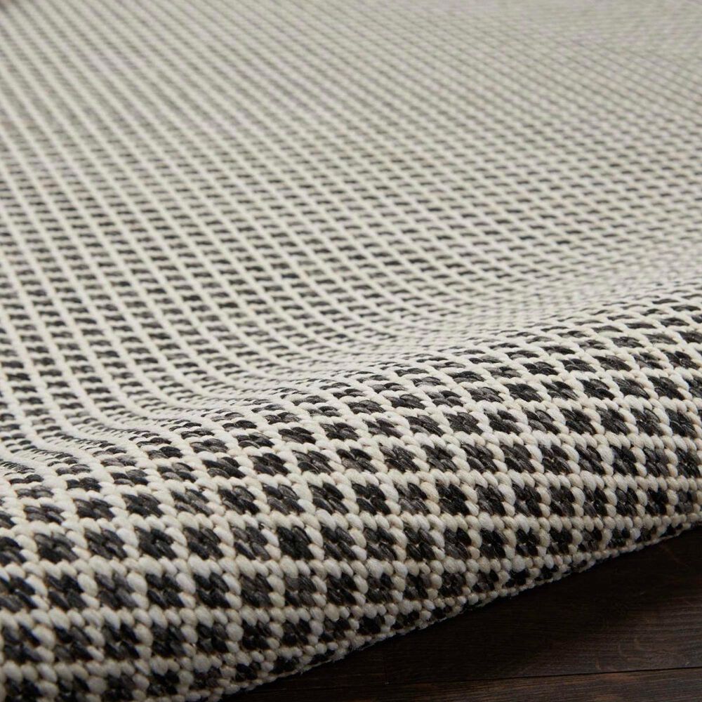Nourison Courtyard Ivory and Charcoal 8&#39; x 10&#39; Indoor/Outdoor Area Rug, , large