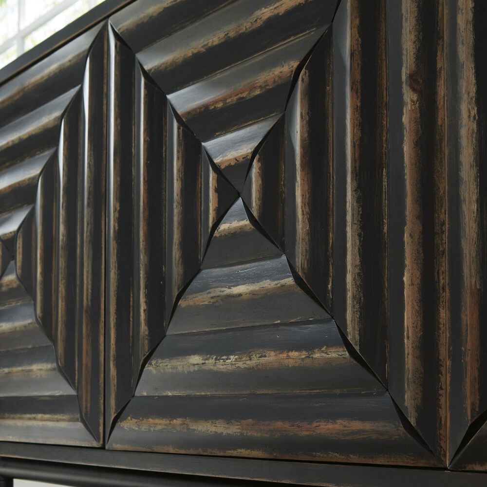 Ashley Fair Ridge Accent Cabinet in Distressed Black and Black, , large