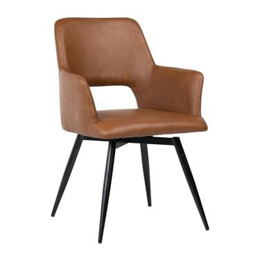 Blue Sun Designs Romano Swivel Dining Arm Chair in Brown Faux Leather, , large