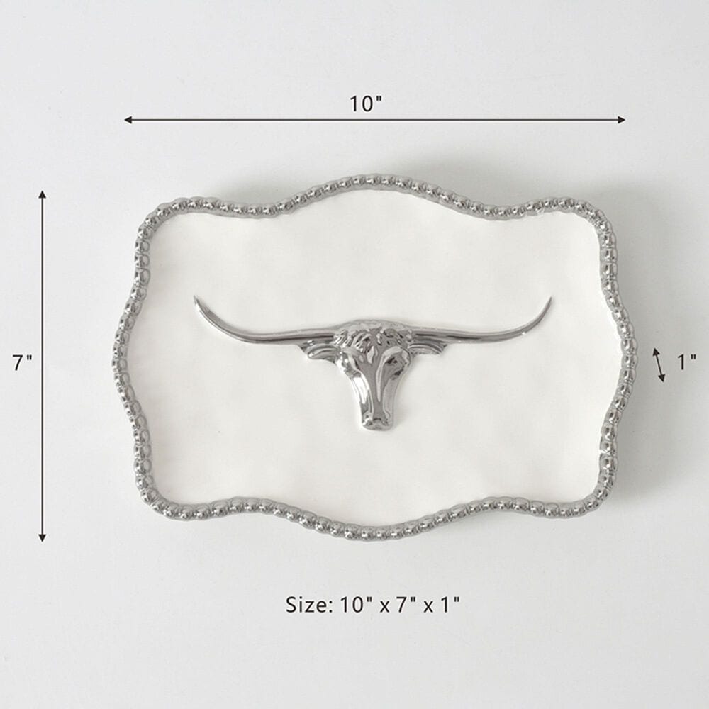 Pampa Bay Longhorns Small Tray in White and Silver, , large