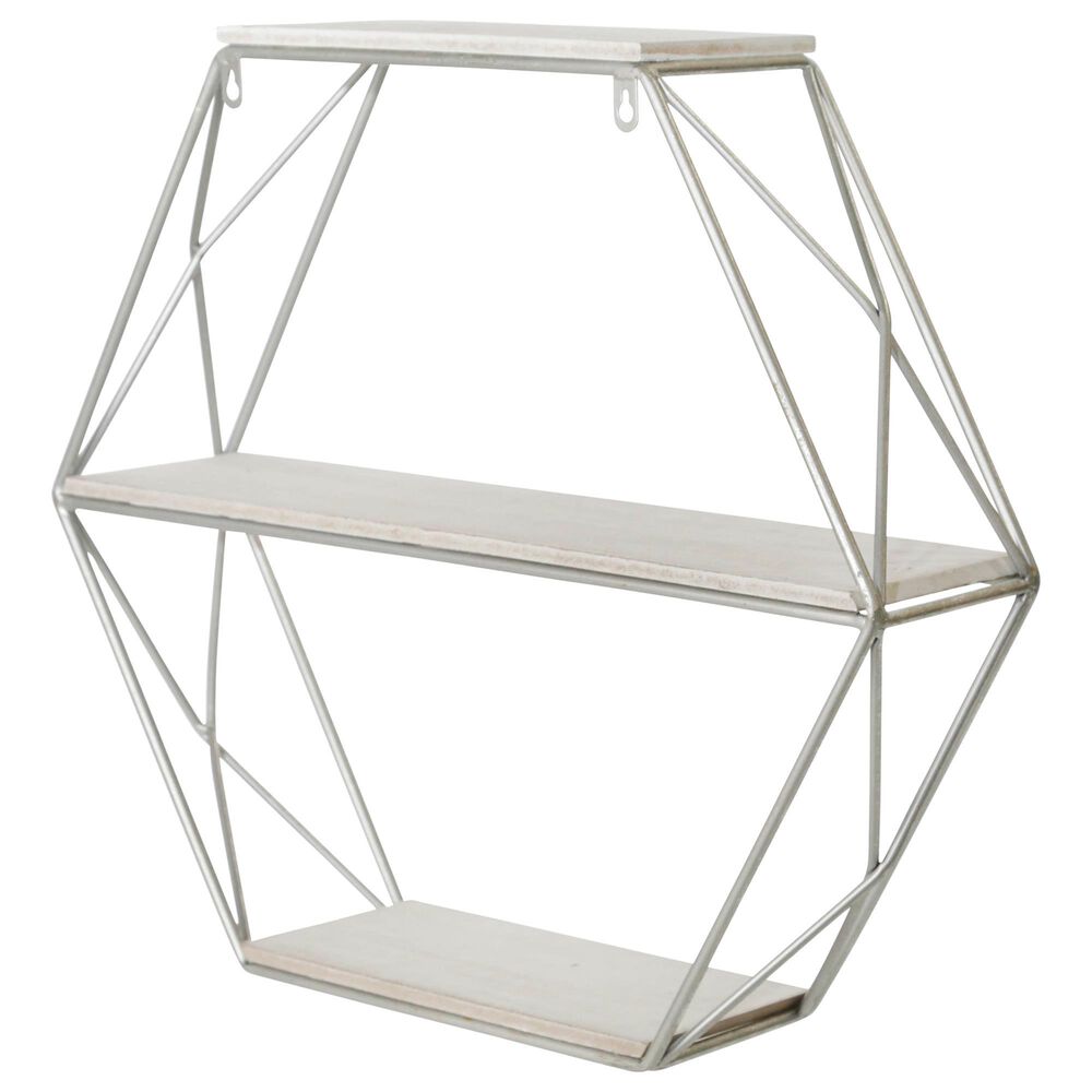 Sagebrook Home Wall Shelf in Silver and White, , large