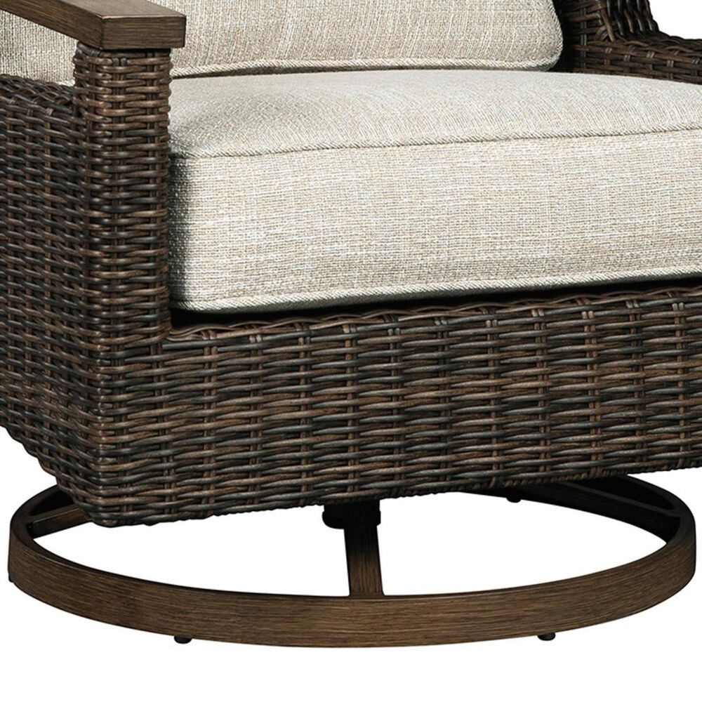 Ashley Paradise Trail Swivel Lounge Chair in Medium Brown &#40;Set of 2&#41;, , large