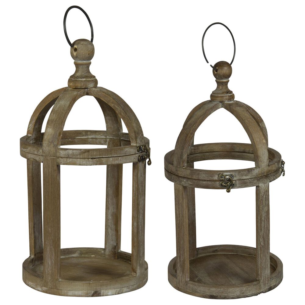 VIP Home and Garden Wood Latched Lantern in Natural (Set of 2), , large