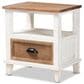Baxton Studio Glynn 1-Drawer End Table in White and Oak Brown, , large
