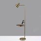 Adesso Wyatt Floor Lamp with Shelf and Wireless Charging in Antique Brass, , large