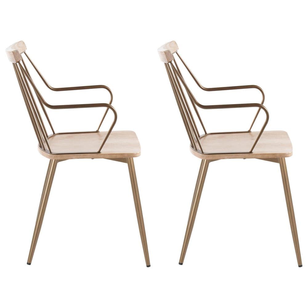 LumiSource Preston Farmhouse Accent/dining Chair in Antique Copper and Whitewashed Wood by LumiSource - Set of 2, , large