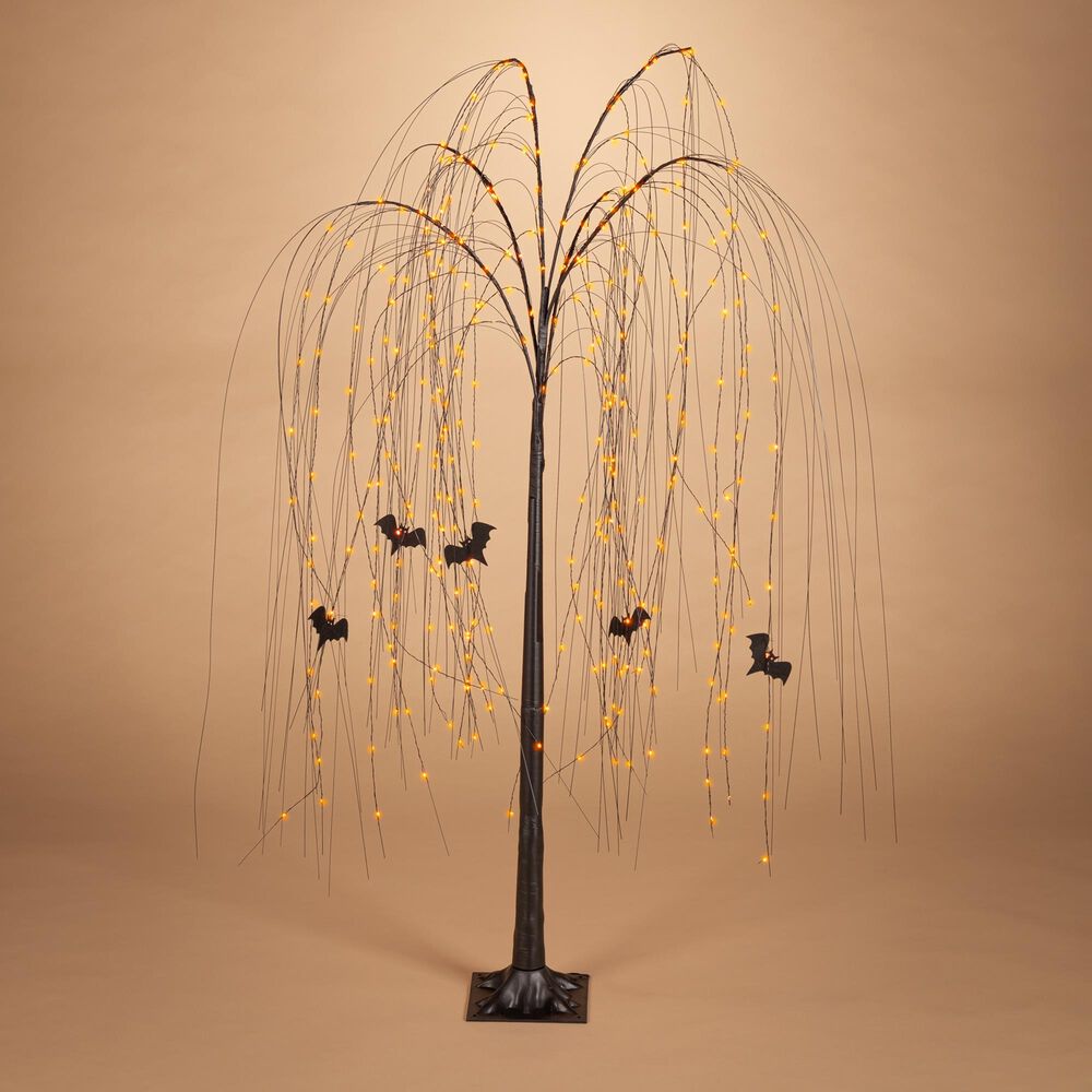 The Gerson Company 5&#39; Willow Tree with Bats and Dual Color Lights in Black, , large