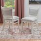 Linon Home Decor Lainey Side Chair with Light Grey Stripe Cushion in White (Set of 2), , large