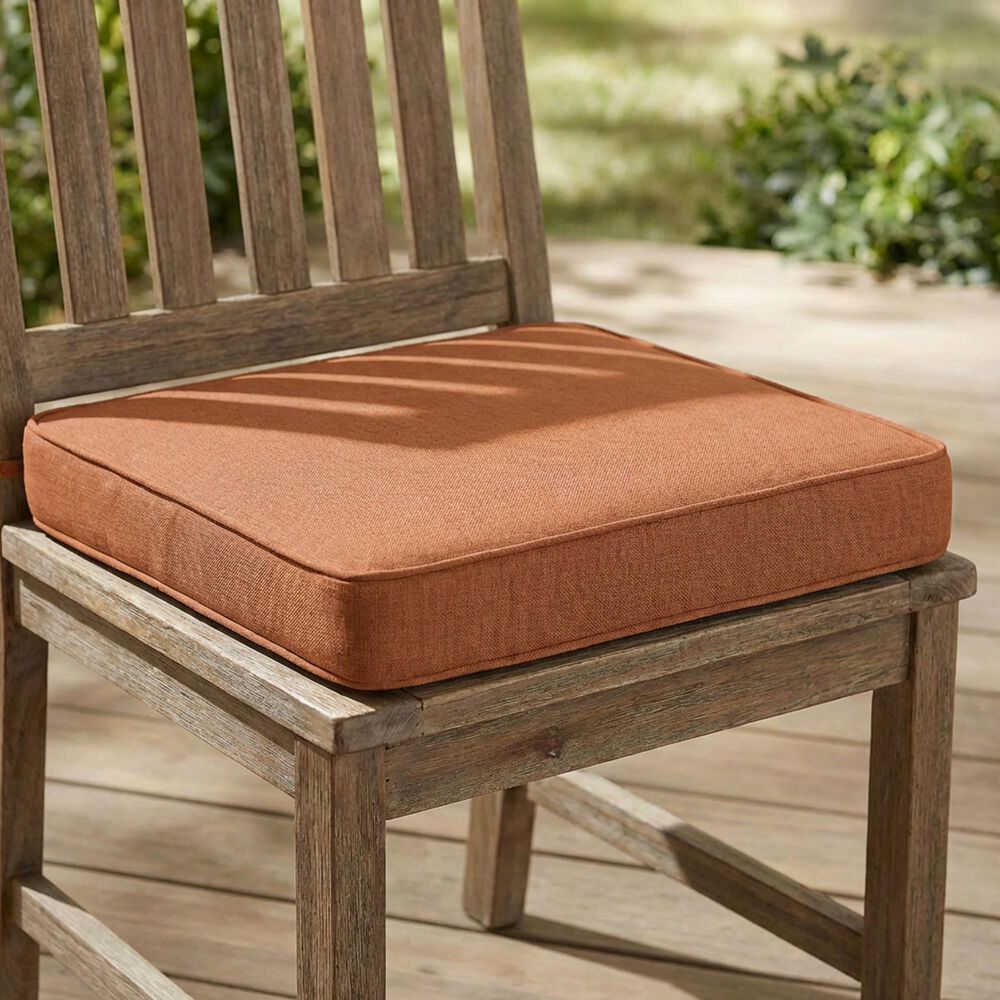 Hearth and Haven Noah19" x 19" Outdoor Dining Chair Cushion with Water-Repellent Fabric and Secure Ties in Orange, , large