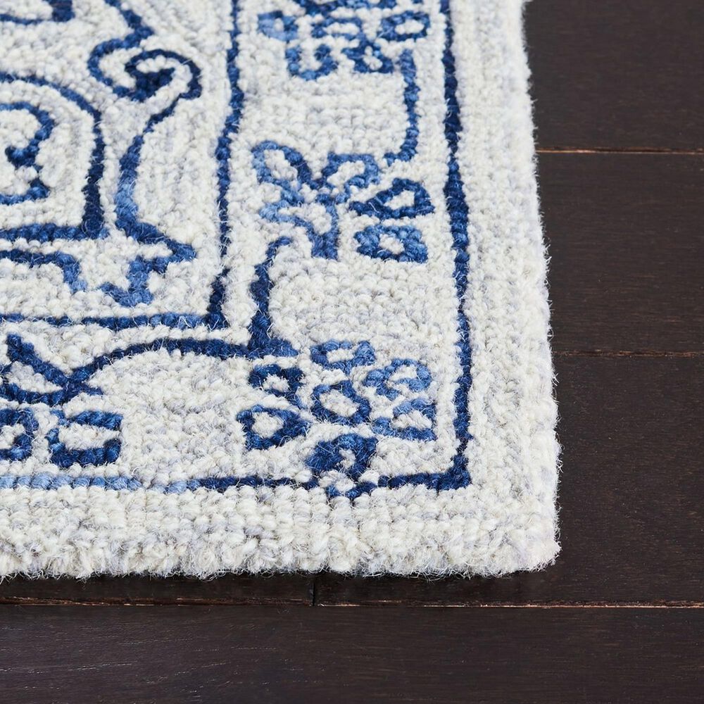 Safavieh Micro-Loop MLP614A 2&#39;3&quot; x 9&#39; Ivory and Blue Runner, , large
