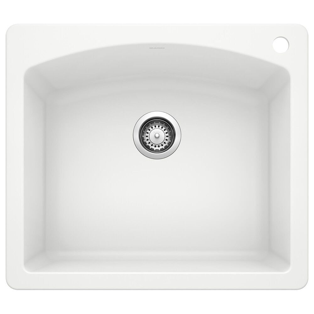 Blanco Diamond 25" Single Bowl Dual Mount Kitchen Sink in White, , large
