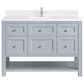 James Martin Vanities Breckenridge 48" Single Bathroom Vanity in Serenity Blue with Single Hole 3 cm White Zeus Quartz Top and Rectangular Sink, , large