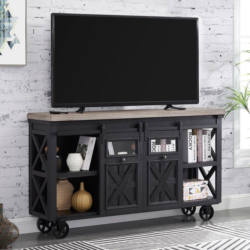 Imperial International Bar Cart in Blackened Oak and Grey Wash, , large