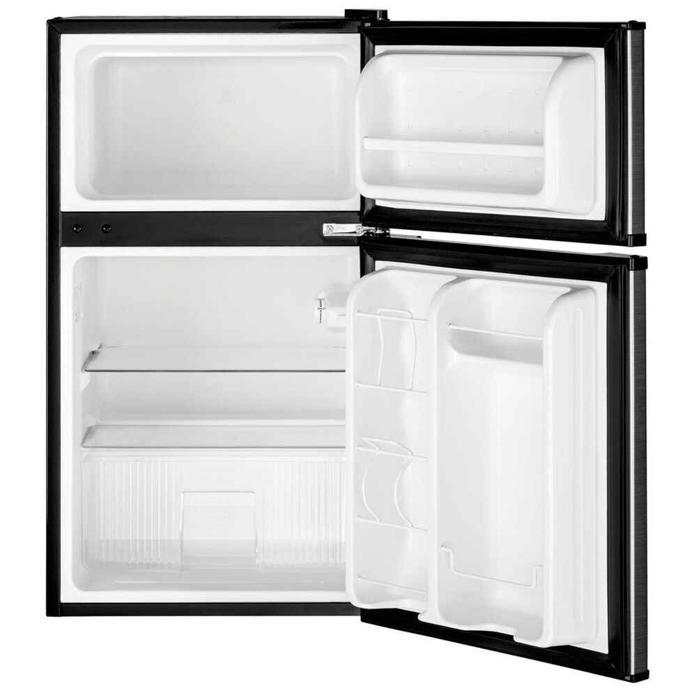 GE Appliances 3.1 Cubic Feet Double-Door Compact Refrigerator in Stainless Steel, , large