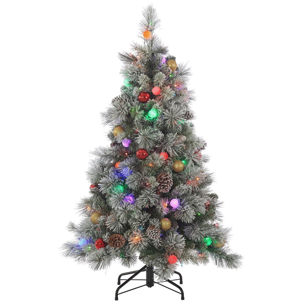 The Gerson Company 4.5" Pine Artificial Christmas Tree with Multicolored LED Lights in Green, , large