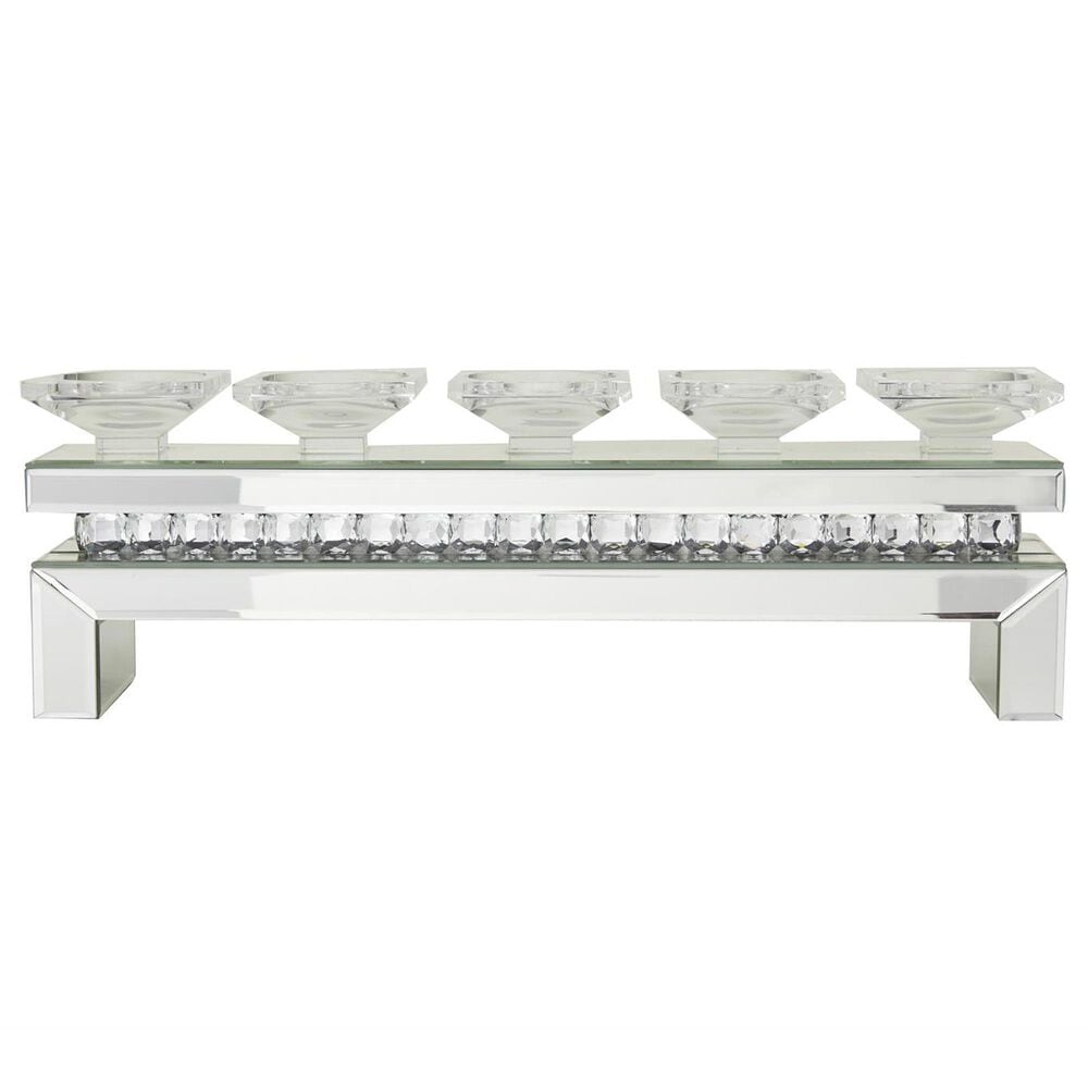 Maple and Jade 5-Plate Decorative Candelabra with Mirrored Accents in Silver and Clear, , large