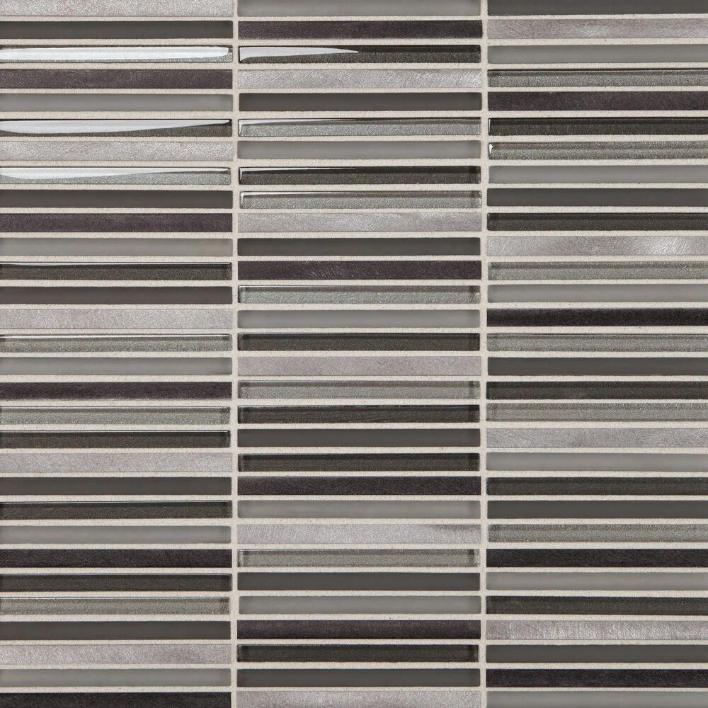 Dal-Tile Lucent Skies Twilight Gleam 3/8" x 4" on 12" x 12" Glass and Aluminum Mosaic Sheet, , large